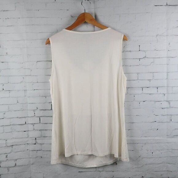 JOSEPH A CREAM SLEEELESS ROUND NECK TOP WITH BEADED DETAIL SIZE LARGE NWT - Picture 8 of 8